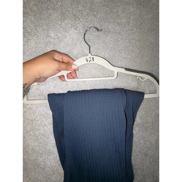 J.CREW‎ Blue Knit Collared Button-Up Long Sleeve Jumpsuit Women's Size M - Image 9