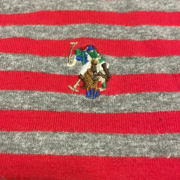 U S Polo Association red & grey striped long sleeve top size L - Image 2