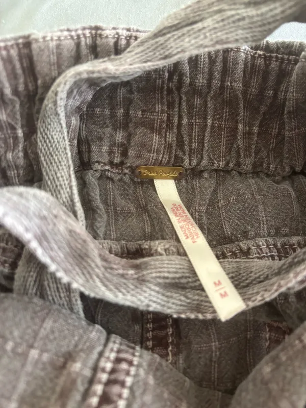 Free People Brown Plaid Utility Overalls Jumpsuit Size Medium - Image 7