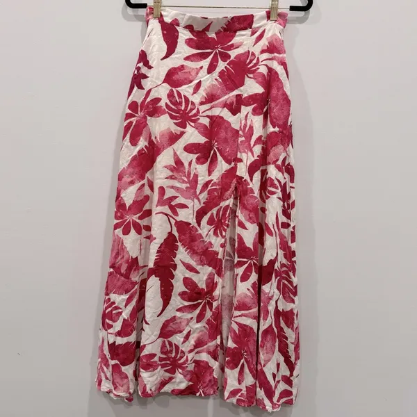 Pink Lily Passport To Paradise Pink/White Printed Maxi Skirt Size S - Image 3