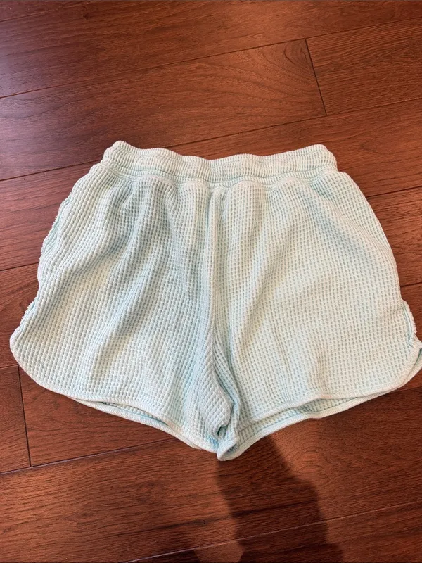 aerie Teal/Blue Waffle-Knit Athletic Lounge Shorts Size XS - C72-018 - Image 3