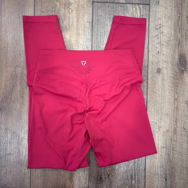 Red Athletic Leggings Scrunch Booty High Waist Sz M Gym Yoga Running Workout - Image 2