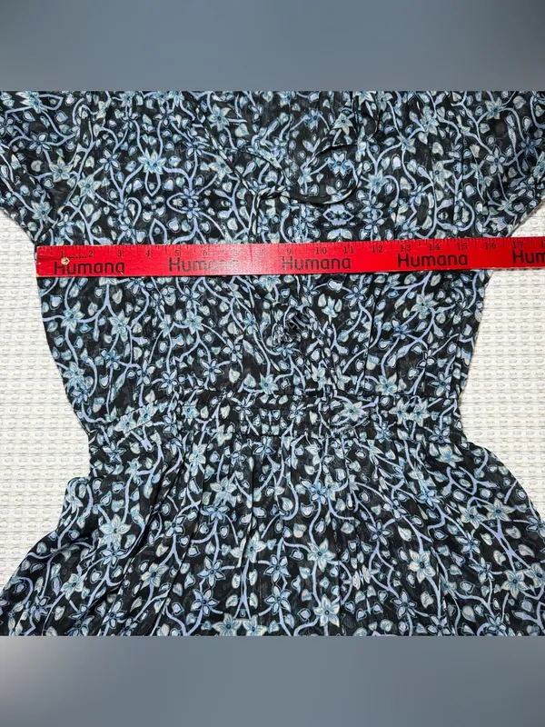 Misa Los Angeles Karlisa Floral Black And Blue Dress Size Small V Neck Flowy - Image 5