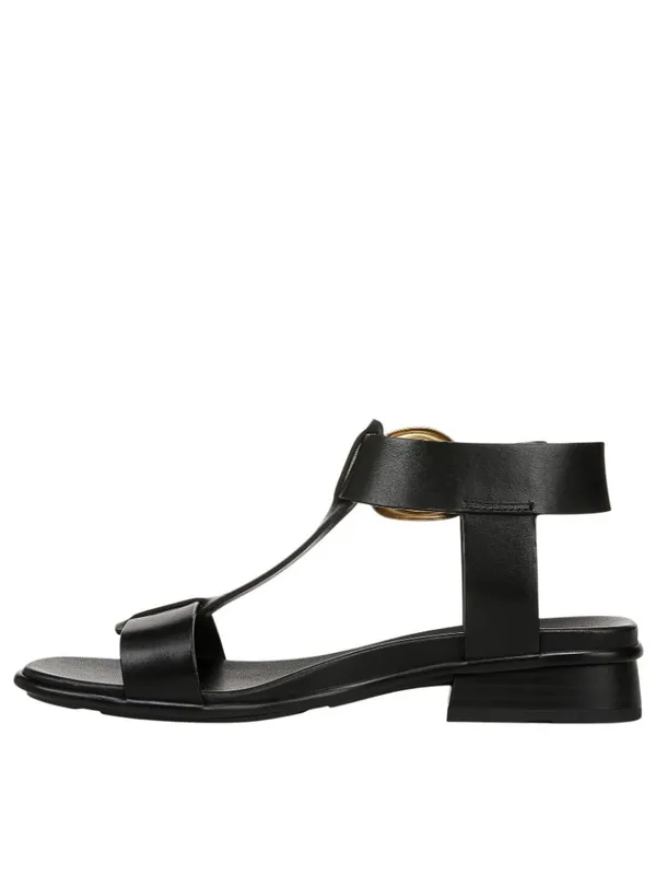 NWT Naturalizer Brandy Flat Sandal Buckle T-Strap J3367L1 Black Leather 9M - Image 2
