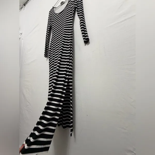 Bebe women’s Dress size XXS Black White Striped Maxi Bodycon Made USA(A478)✨ - Image 8