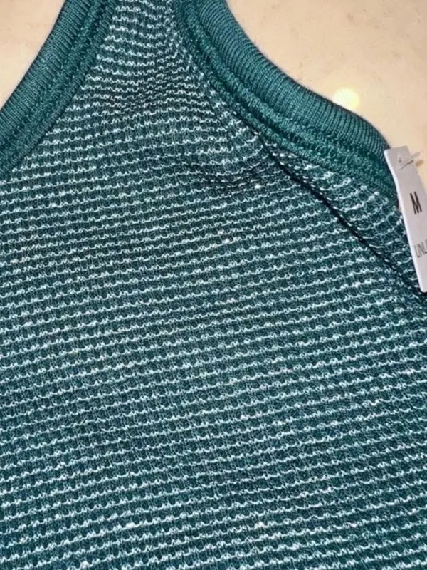 PINK VICTORIA’S SECRET Cotton Dorm Shine Green Waffle Knit Bralette Boyshorts M - Image 8