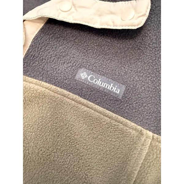 Columbia Colorblock Fleece Pullover Olive Charcoal Snap Neck Outdoor Womens M - Image 6