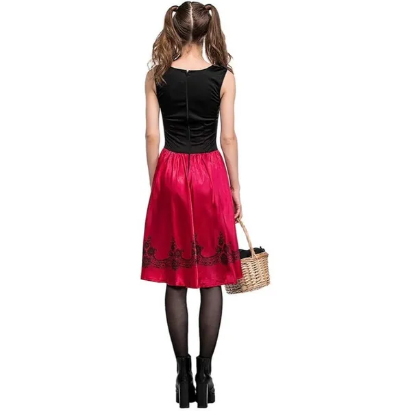 Women Little Red Riding Hood Costume w/ Cape Cloak Halloween Cosplay Dress SMALL - Image 5