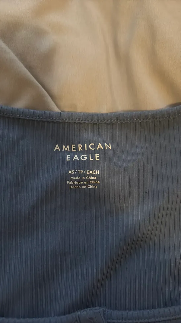 American Eagle Bodysuit Ribbed Long Sleeve Black Snap Thong  - Image 2