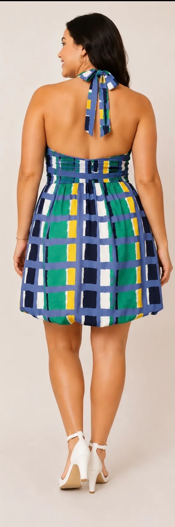 Jessica Simpson Blue MultiColor Printed Bubble Hem Dress - Image 4