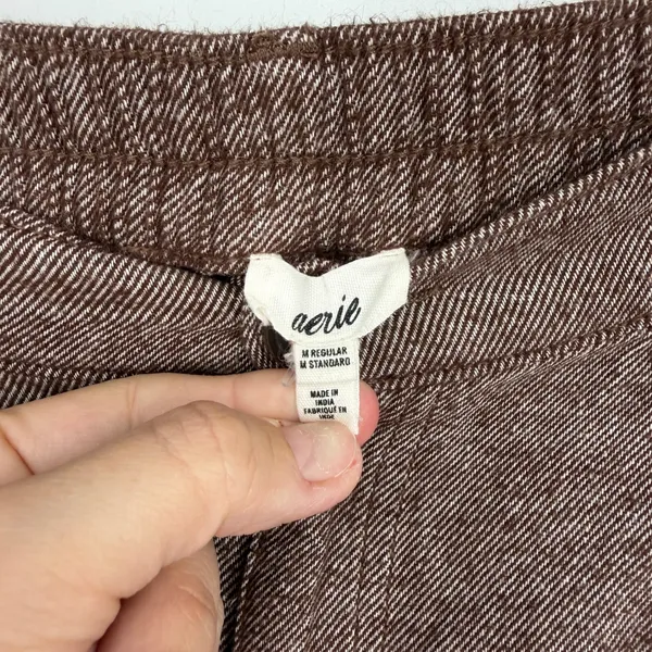 Aerie Womens‎ Brown Wide Leg Pants Size M Regular Cotton Blend Cozy - Image 3