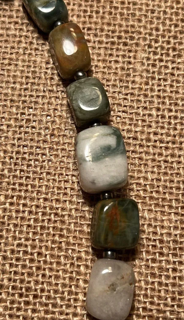 Handmade Agate square bead necklace. 17 1/2” - Image 7