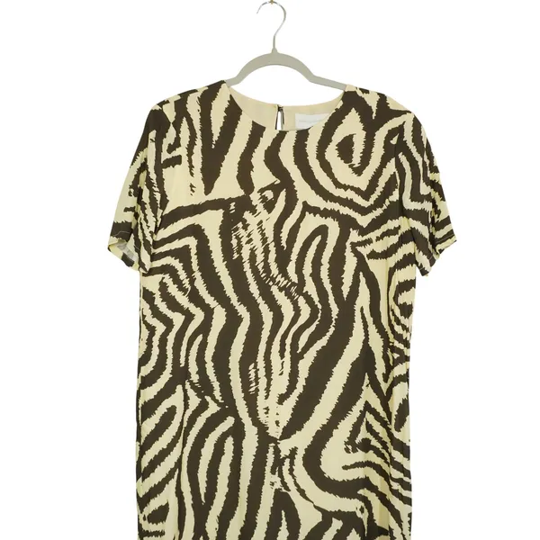 Corey Lynn Calter Size M Anthropologie Zebra Print Midi Shift Dress Brown Cream - Image 4