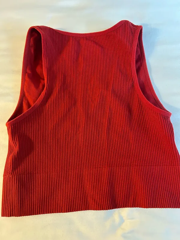 Garage Red V-Neck Crop Top - Image 2