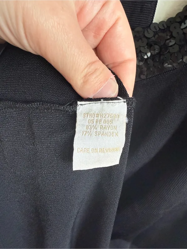 Vintage Nadine Black Sequin V Neck Sleeveless Blouse Top Y2K Size 2 - Image 9