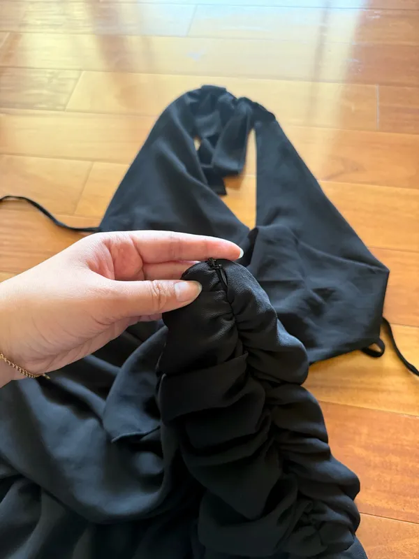 Peppermayo Black Elysia Chiffon Cowl Neck Halter Asymmetrical Hem Dress - Image 11