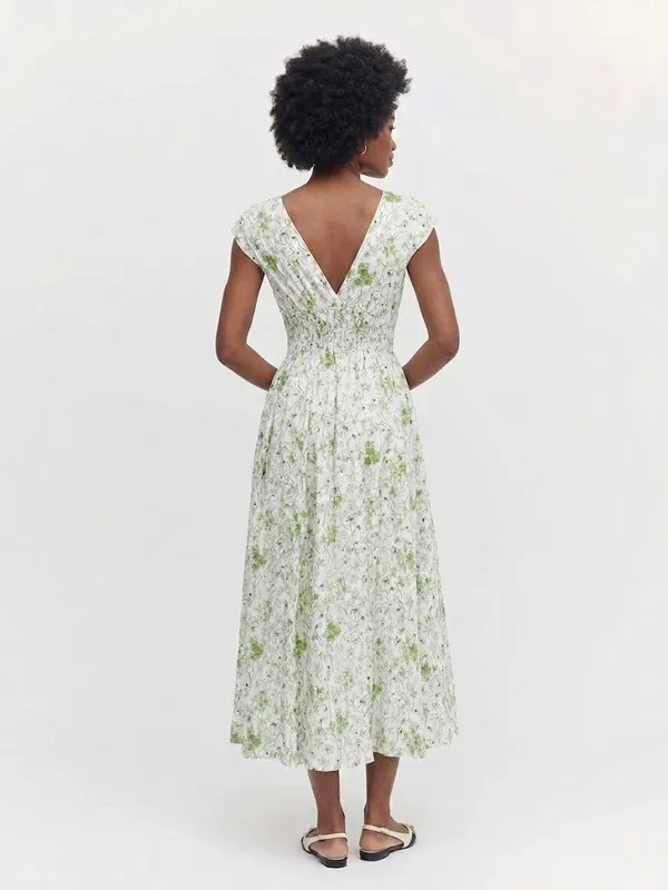 NWT Hill House Lucille Midi in Sweet Peas Floral Cotton Shirt Dress XS - Image 3