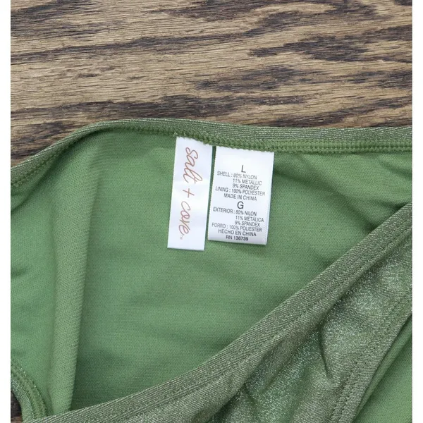 NWT Salt + Cove Juniors Lurex Hipster Bikini Swim Bottom SC25081GB Olive Green L - Image 7