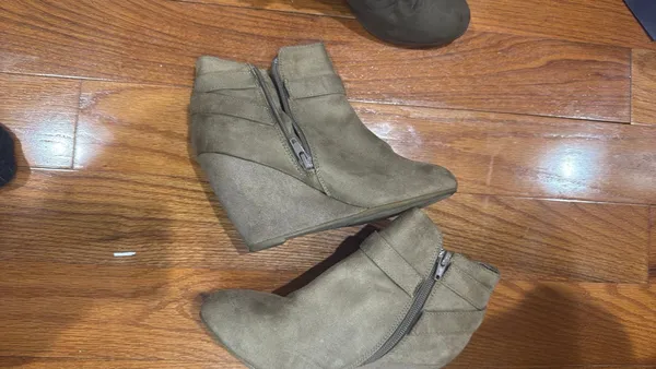 Olive Green Ankle Booties with Buckle Detail - Image 3