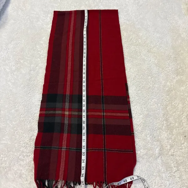 Banana Republic Multicolor Plaid Wool Fringe Rectangle Scarf Christmas Holiday - Image 4