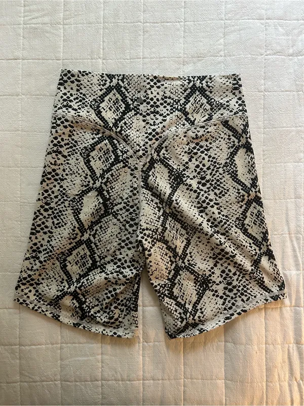 Balance Athletica White and Black Snake Print High-Waist Bike Shorts - Image 3
