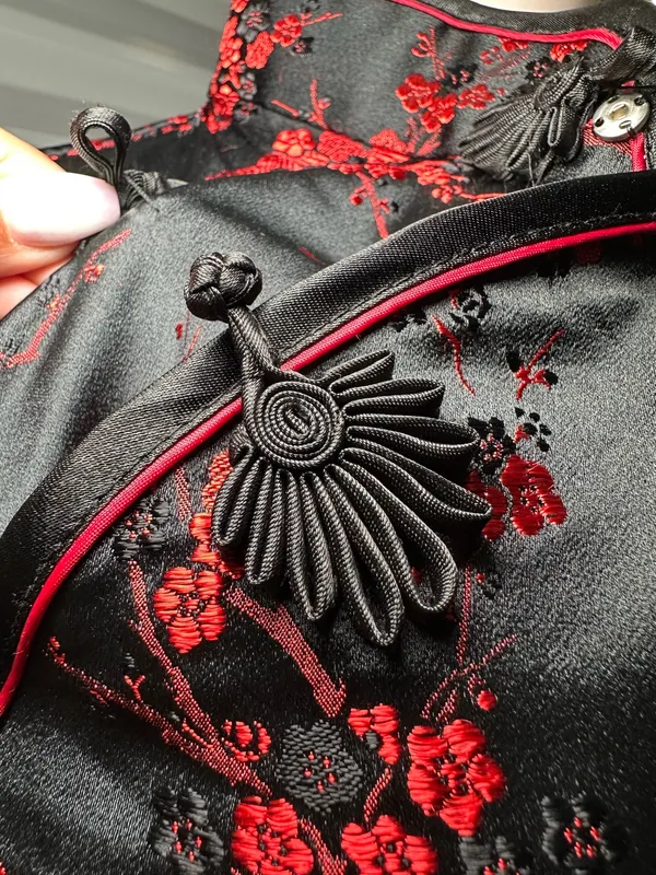 Authentic Chinese Qipao/Cheongsam Dress 🇨🇳 Black & Red Floral | Purchased in China - Image 7