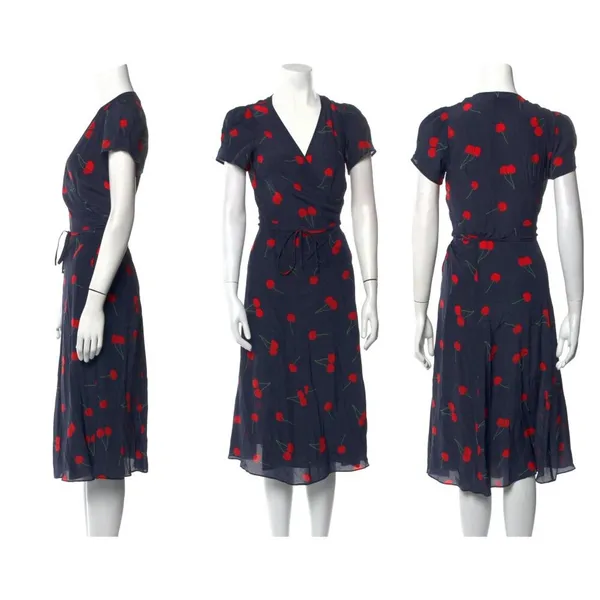 💕REALISATION PAR💕 The Teale Midi Wrap Dress ~ Wilde Cherry Print XXS NWOT - Image 13