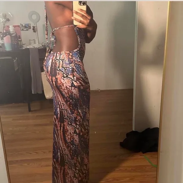 SheIn Marble Print Maxi Dress - Image 4