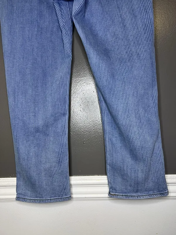 Levi's 724 High Rise Straight Jeans Womens 33 Blue Stripe Light Wash Stretch - Image 7