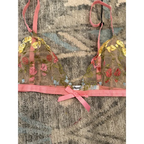 Mapale Pink Garden Two Piece Lingerie Set Embroidered Sz S NWT - Image 4