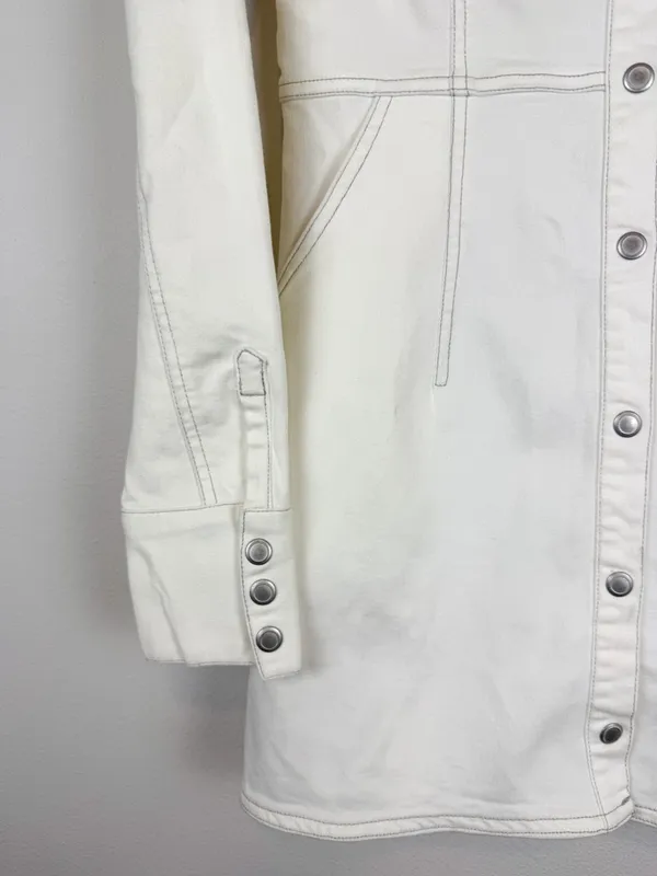 NWT Free People Dynomite Denim White Long Sleeve Mini Shirt Dress Size‎ XS - Image 9