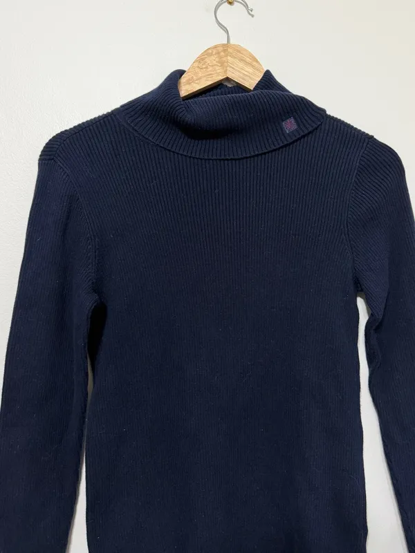 Ralph Lauren Navy Sweater Women’s Size Medium Turtleneck Cotton Luxury Old Money - Image 4