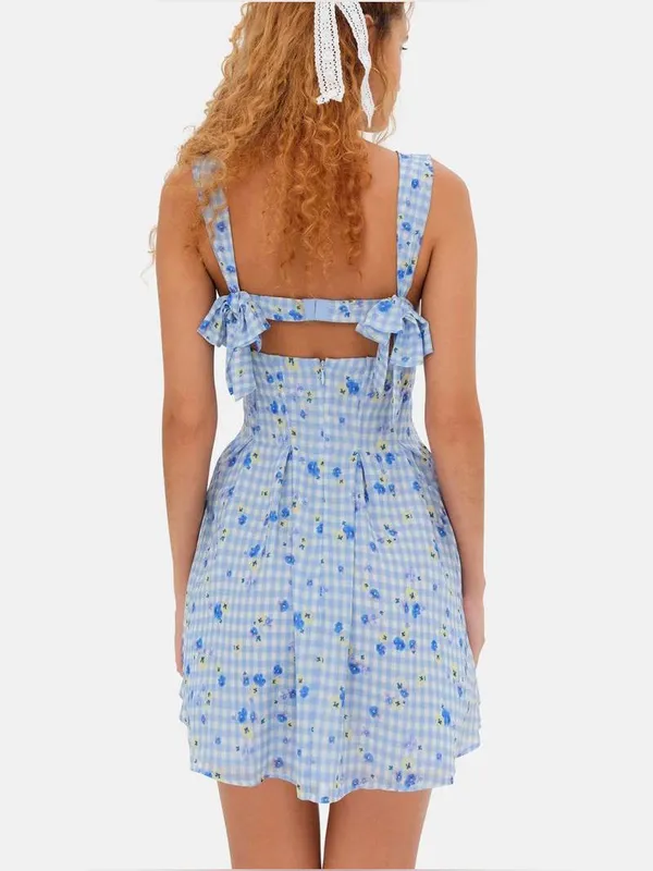 For Love and Lemons August Mini Plaid Dress Small - Image 3