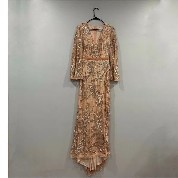 Mac Duggal 5222 Sequin Embellished Split Sleeve Wrap Gown 6 - Image 2