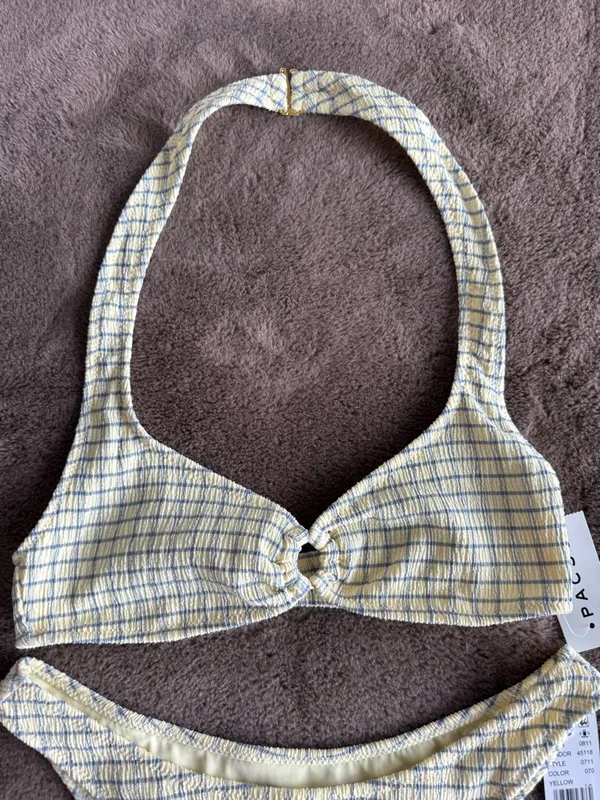 New with tag PacSun Ivory Jade Textured Halter Bikini Set (Top XS- Bottom Small) - Image 4