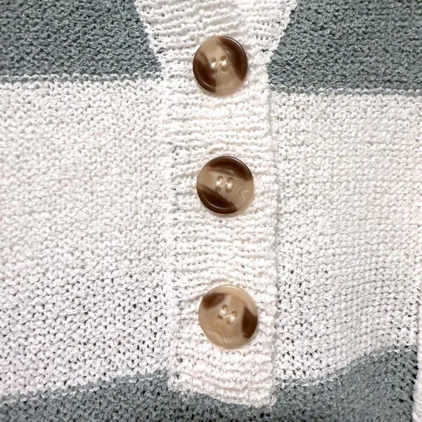 Top Notch‎ Henley Sweater Sage Green White Striped Casual Knit Womens Size M - Image 2