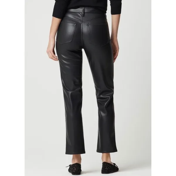 J.Crew Womens Black Faux Leather‎ Straight Leg Pants Mid Rise Size 29 NWOT - Image 3