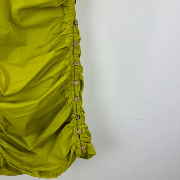 Free People Tastemaker Mini Dress Cotton Ruched Pleated Puff Sleeve Green XS - Image 9