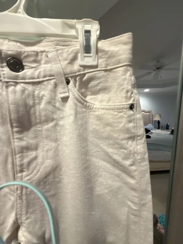 Zara Straight Leg White Denim Jeans - Image 2
