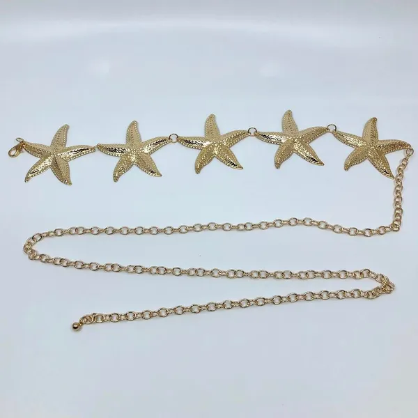 Vintage Y2K Mermaidcore Gold Starfish Chain Belt, Fits 13–44 Inches, X7GA1161 - Image 6