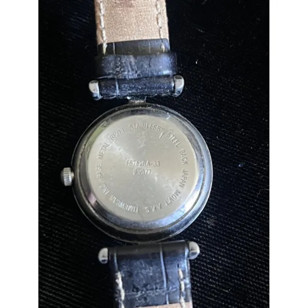Vintage Gitano Womens Watch Roman Numerals Leather Strap Silver - Image 6