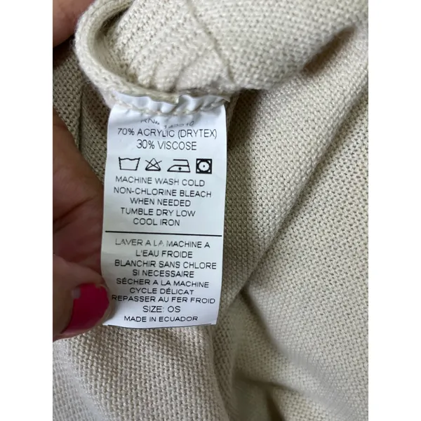 Mersea One Size Cream‎ Knit Tunic Sweater Oversized Pocket Pullover Coastal Chic - Image 7