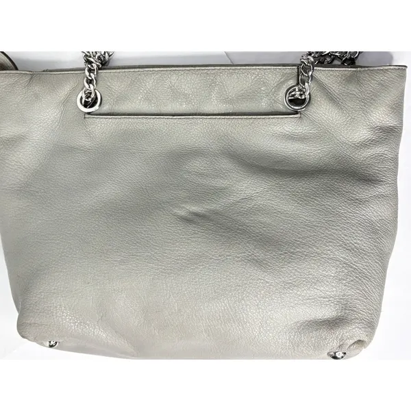 Michael Kors Double Strap‎ Jet Set Shoulder Chain Tote Handbag Gray Leather - Image 9