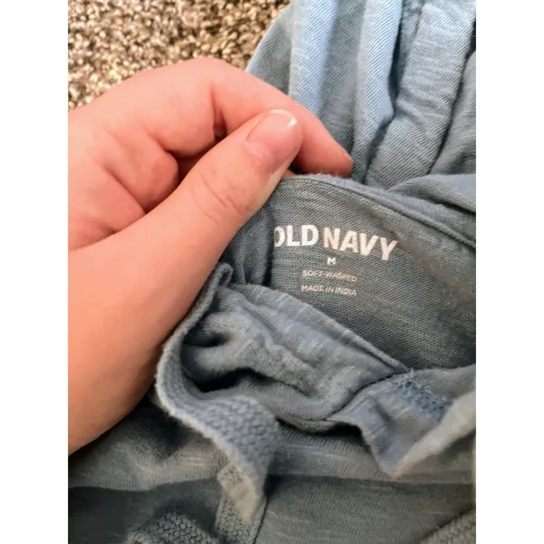 Old Navy Blue Long Sleeve Hooded Shirt M - Image 2