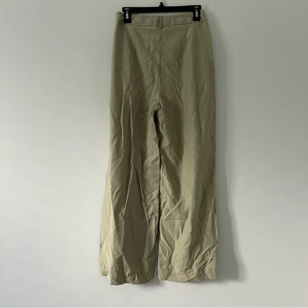 Zara High Rise Pleated Front Wide Leg Lyocell Light Sage Green Trouser Pants M - Image 2