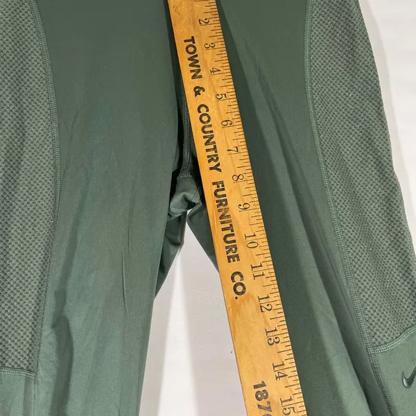 Nike Pro Athletic Leggings With Sparkle‎ Mesh Panels M Olive Green New A46 - Image 9