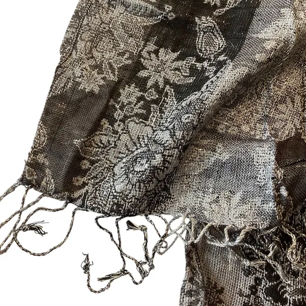Floral Metallic Scarf Black - Image 3