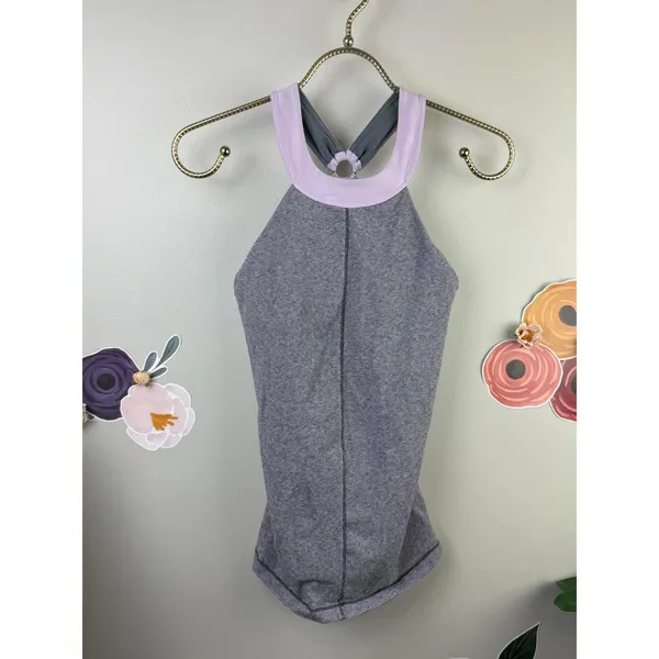 Lululemon Purple and Gray Running Motivate Halter Strappy Back Tank - Size - 4 - Image 5
