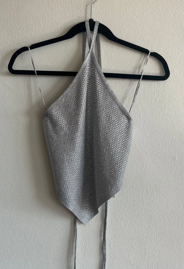 ZARA Open Back Sparkly Crop Top - Image 4