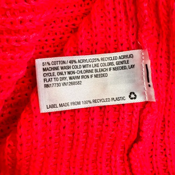 Wild Fable Neon Hot Pink‎ Ribbed Cropped Crewneck Sweater Womens Medium M - Image 4